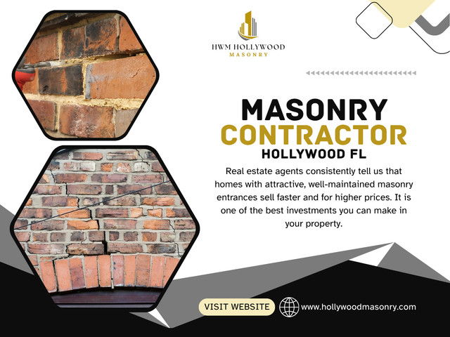 Quality masonry work is one of the most effective ways to increase property value in Hollywood, Florida. From enhancing curb appeal and creating functional outdoor spaces to improving durability and energy efficiency, masonry offers a wide range of benefits. By working with an experienced Masonry Contractor Hollywood FL, you can ensure that your project is completed with precision and care. Investing in professional masonry services from companies like HWM Hollywood Masonry not only improves your property today but also adds long-term value for the future.

Address: 1918 Harrison St #207, Hollywood, FL 33020, United States
Phone: +17542948074

Find Us On Google Map: https://maps.app.goo.gl/1A1TT19d2sQqvNg48

Read Our Blogs:
https://hollywoodmasonry.wordpress.com
https://hollywoodmasonry.medium.com/
https://hollywoodmasonry.brushd.com/

Related Links:
https://beacons.ai/hollywoodmasonry
https://dzone.com/users/5504949/hollywoodmasonry.html
https://www.apsense.com/user/hollywoodmasonry