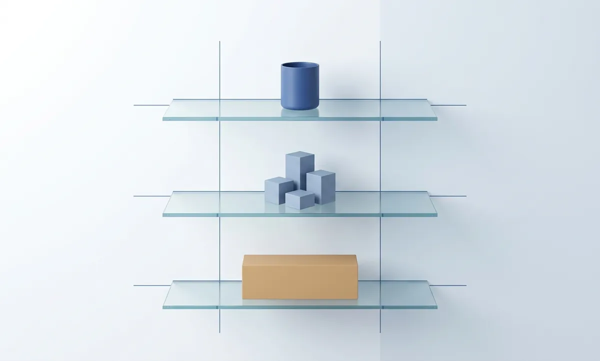 Três camadas geométricas representando portfólio de independência financeira