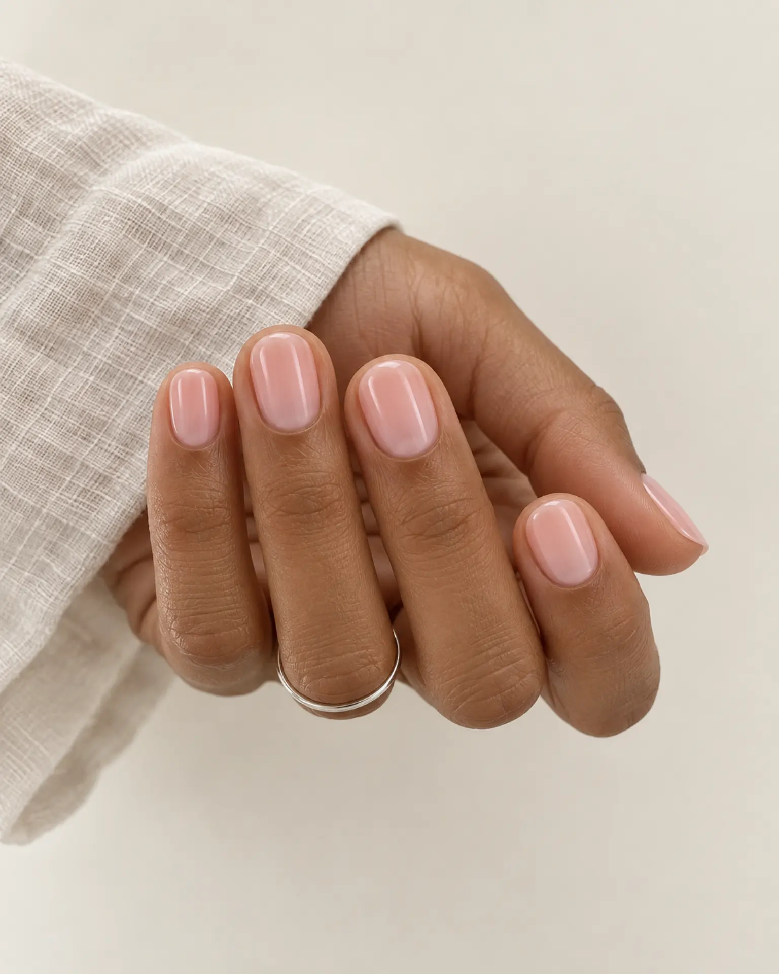 Sheer Pink Clean Classic manicure inspiration for round nail ideas