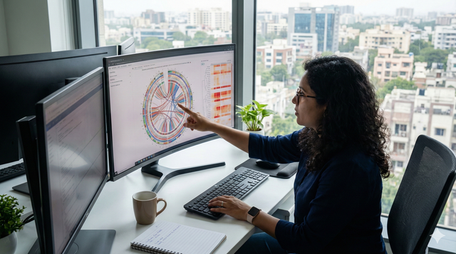 A computational biologist working with genomic data visualization.