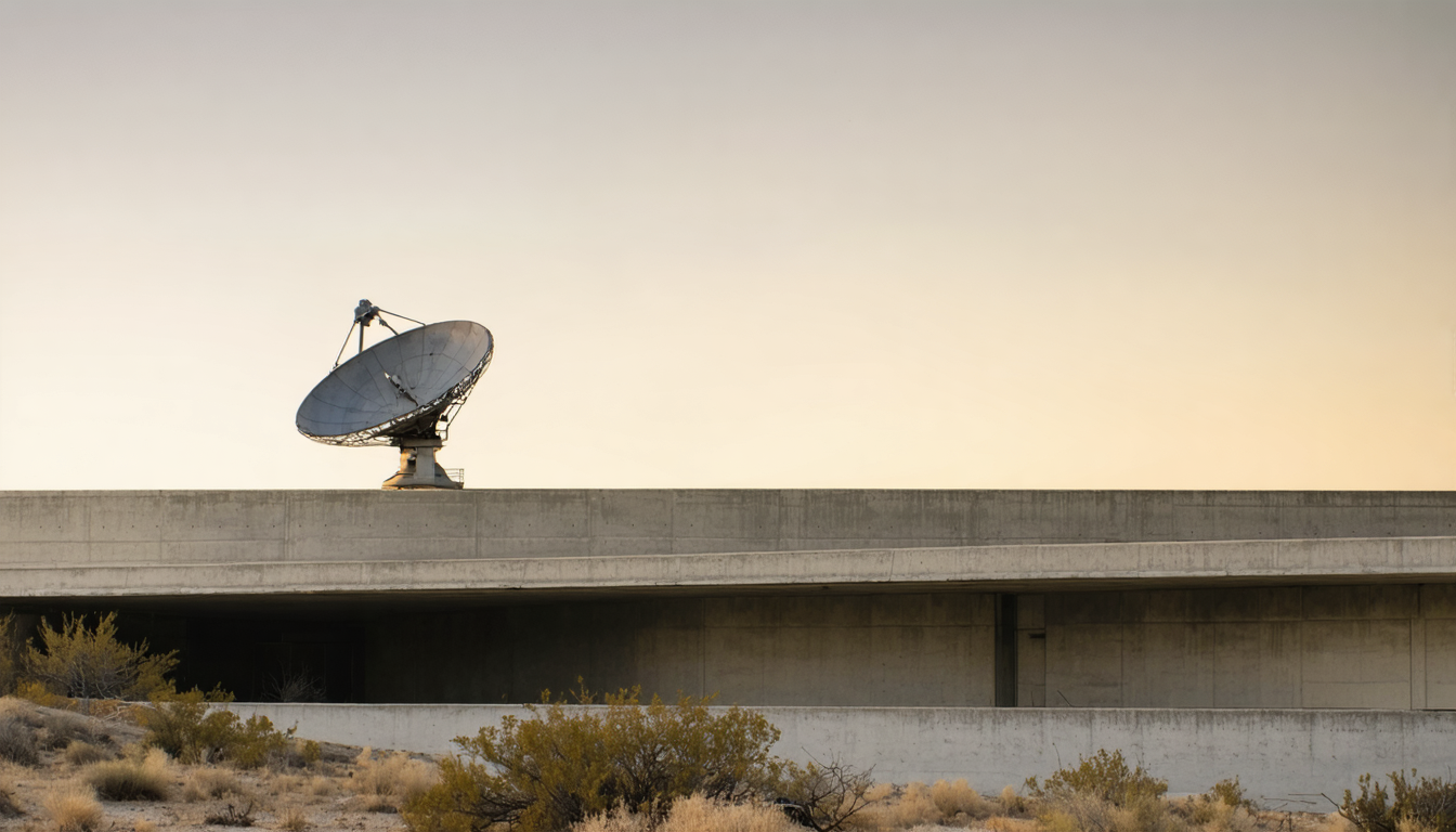 A satellite dish listening very hard for a message the universe probably never sent.