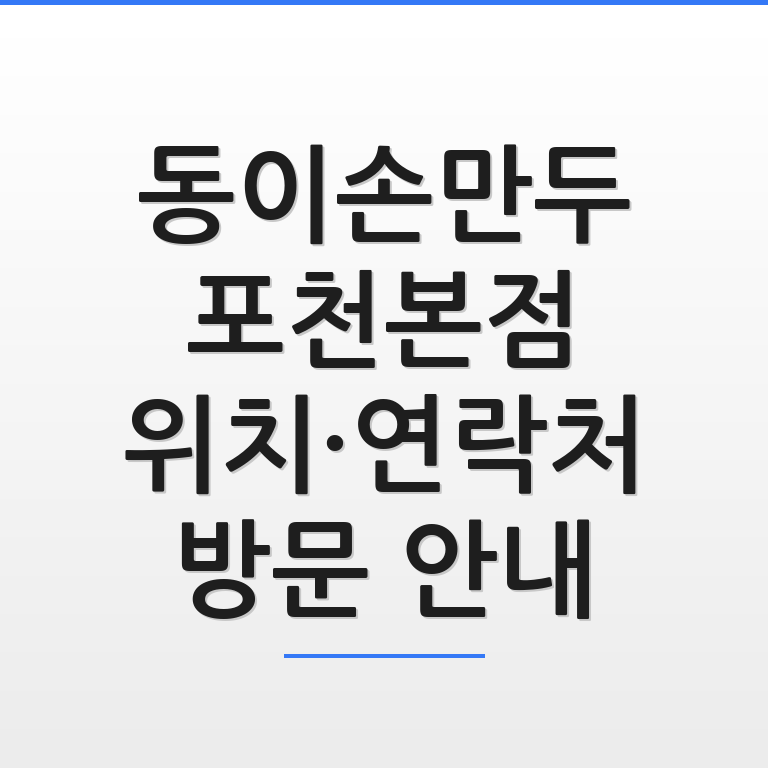 동이손만두 포천본점 위치와 연락처 등 방문 안내를 알기 쉽게 정리한 깔끔한 썸네일 그래픽 모습
