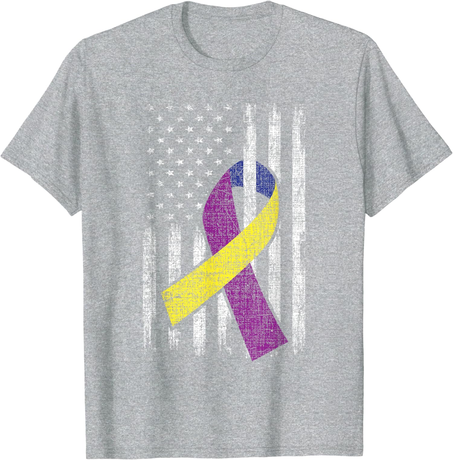 Bladder Cancer Awareness Purple Gold Ribbon American Unisex T-Shirt