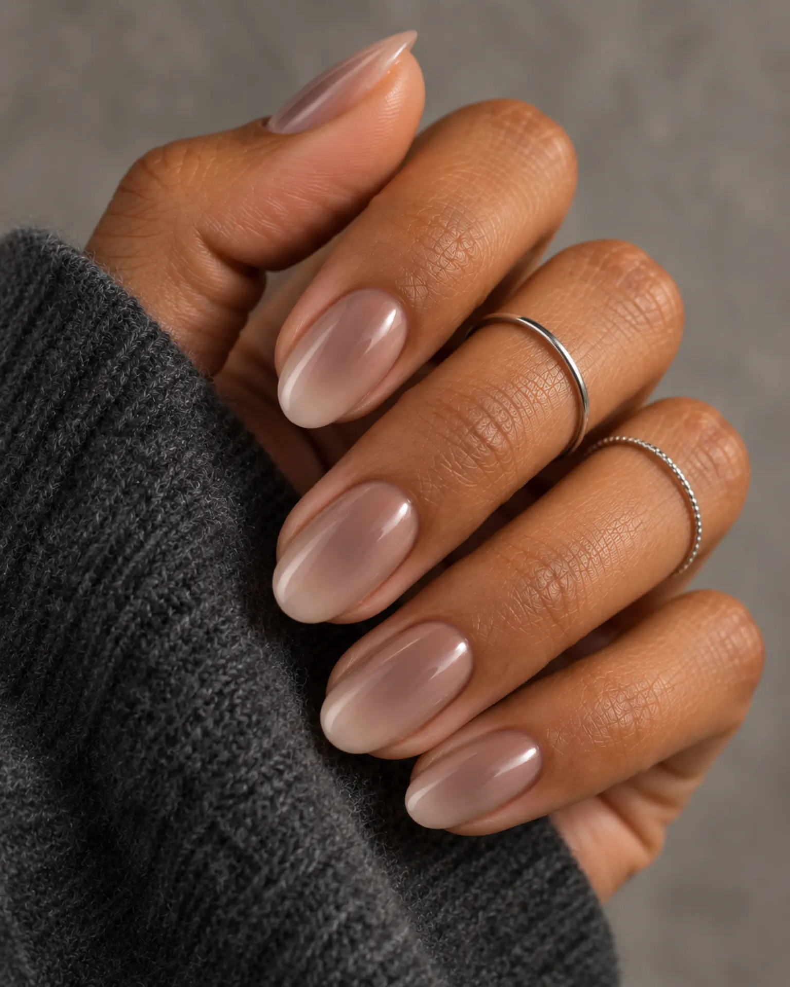 Taupe Nude Soft Aura manicure inspiration for nude nail ideas