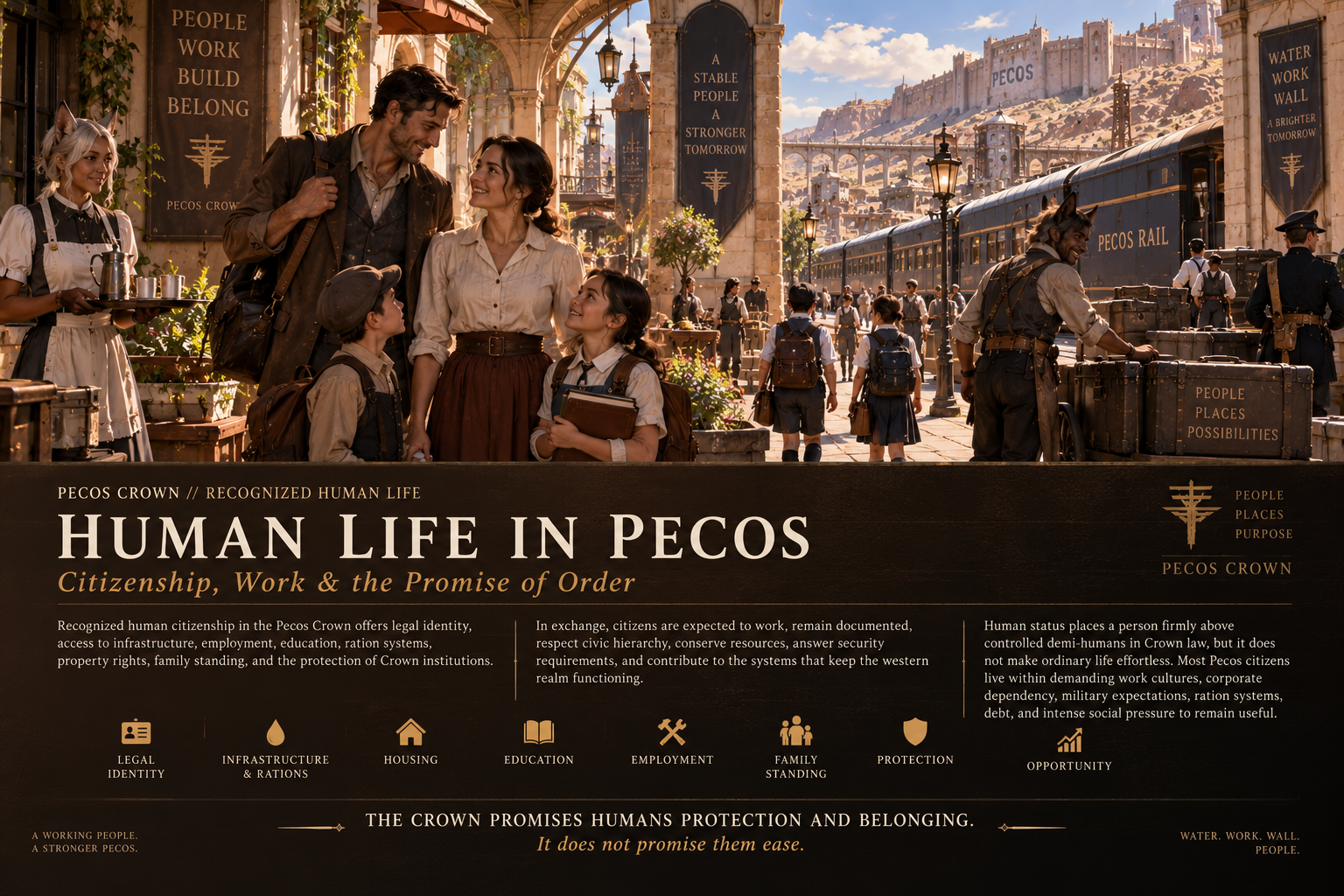 Idealized recognized human life in the Pecos Crown