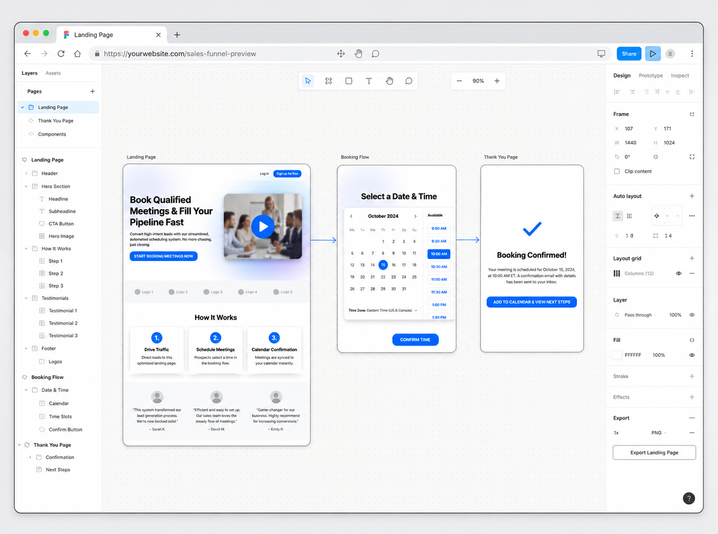 Landing page and funnel build