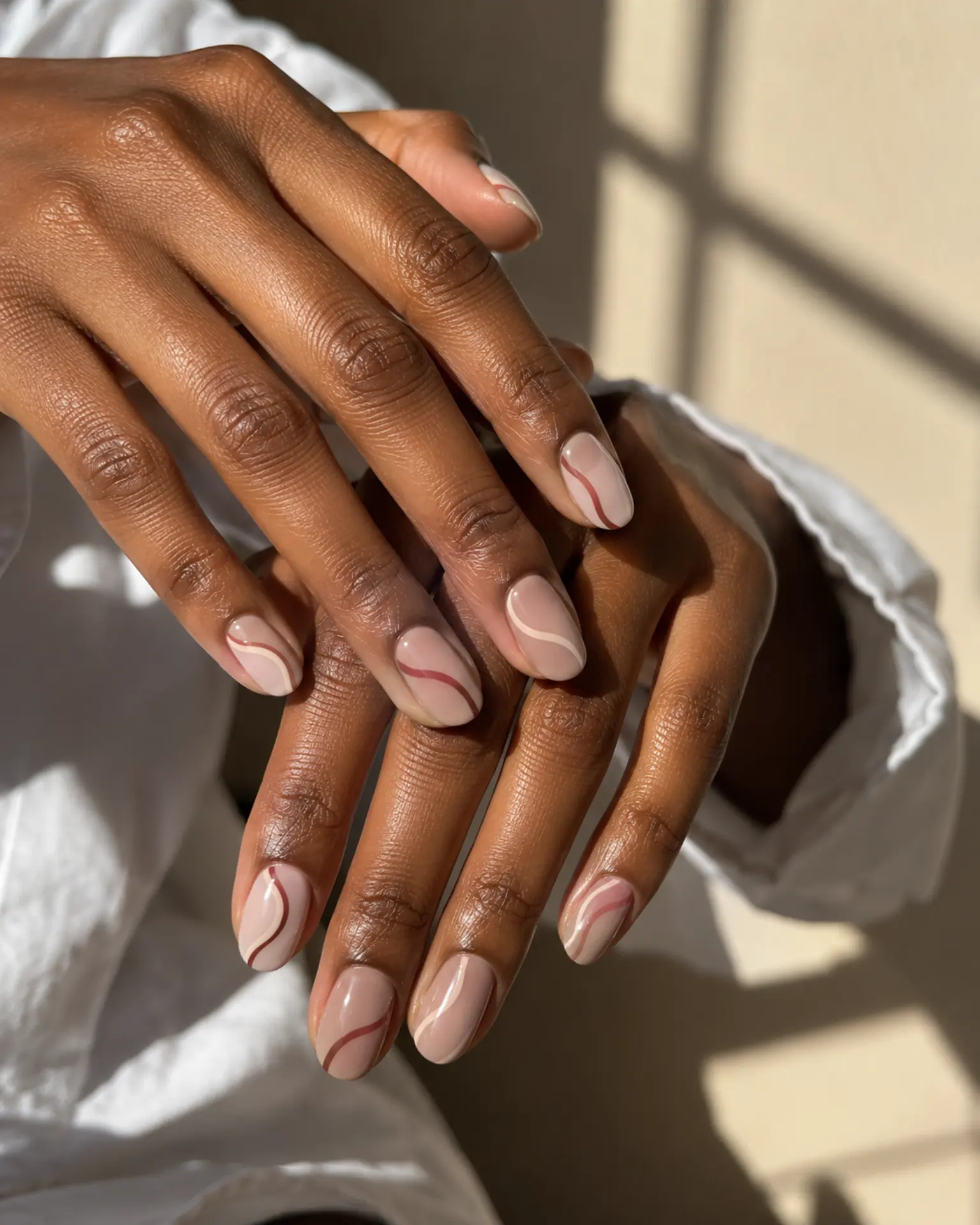 Work Fine-Line Swirl manicure inspiration for work nail ideas