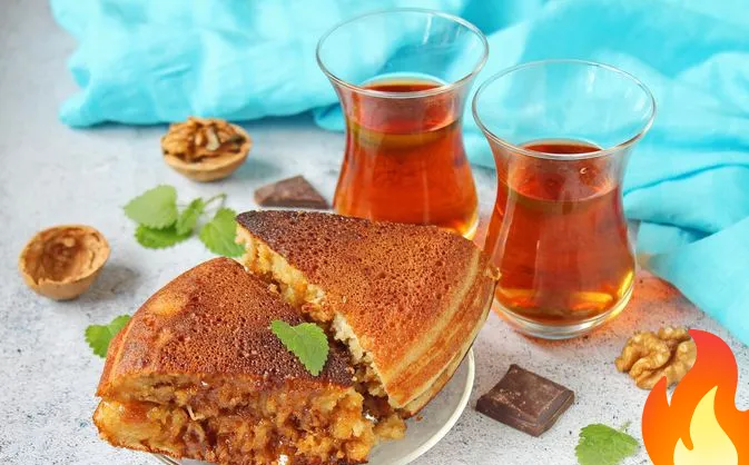 Постер Мартабак манис с варёной сгущёнкой, сыром, орехами и шоколадом