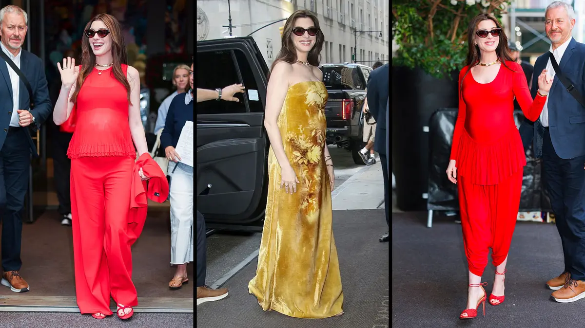 Anne Hathaway's Maternity Style Shines with Bright Colors