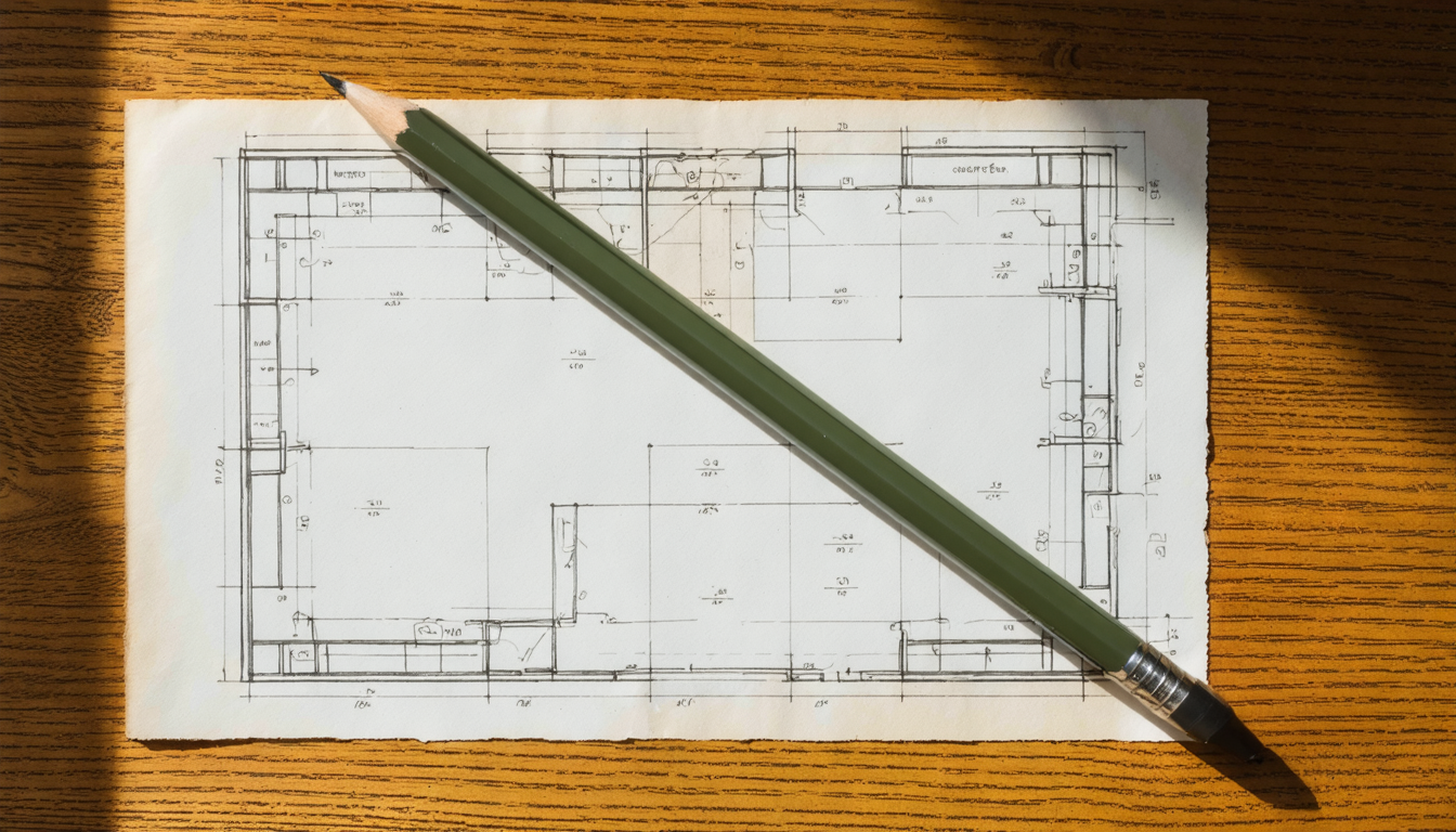 A blueprint with one room erased — the architecture that refuses to declare what it discarded.