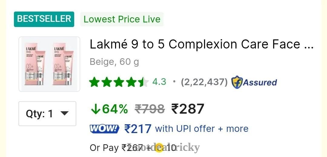 Lowest Lakm 9 – Wonderful Discount Today @ ₹50