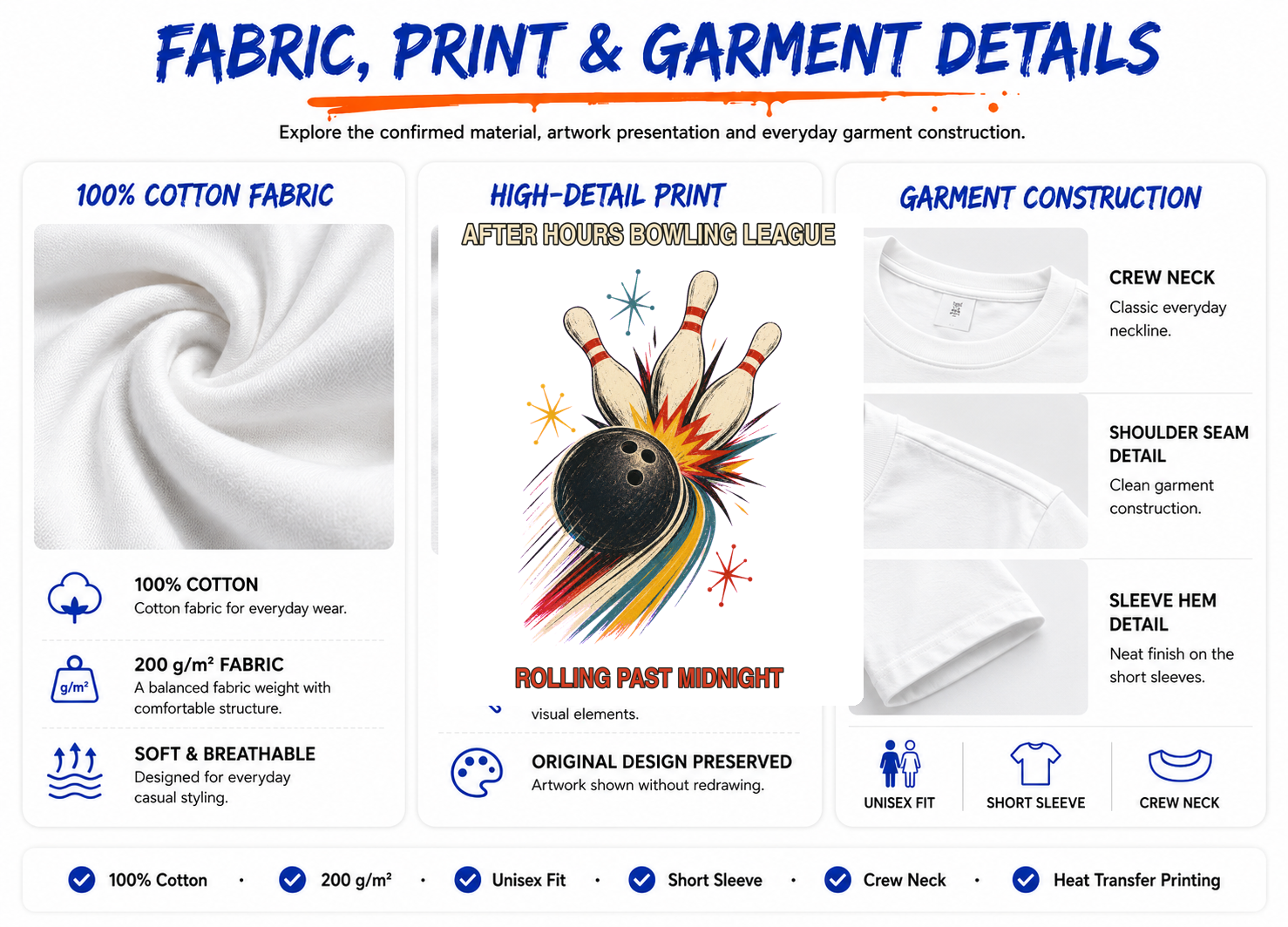 After Hours Bowling League Retro Graphic T-Shirt product detail 3