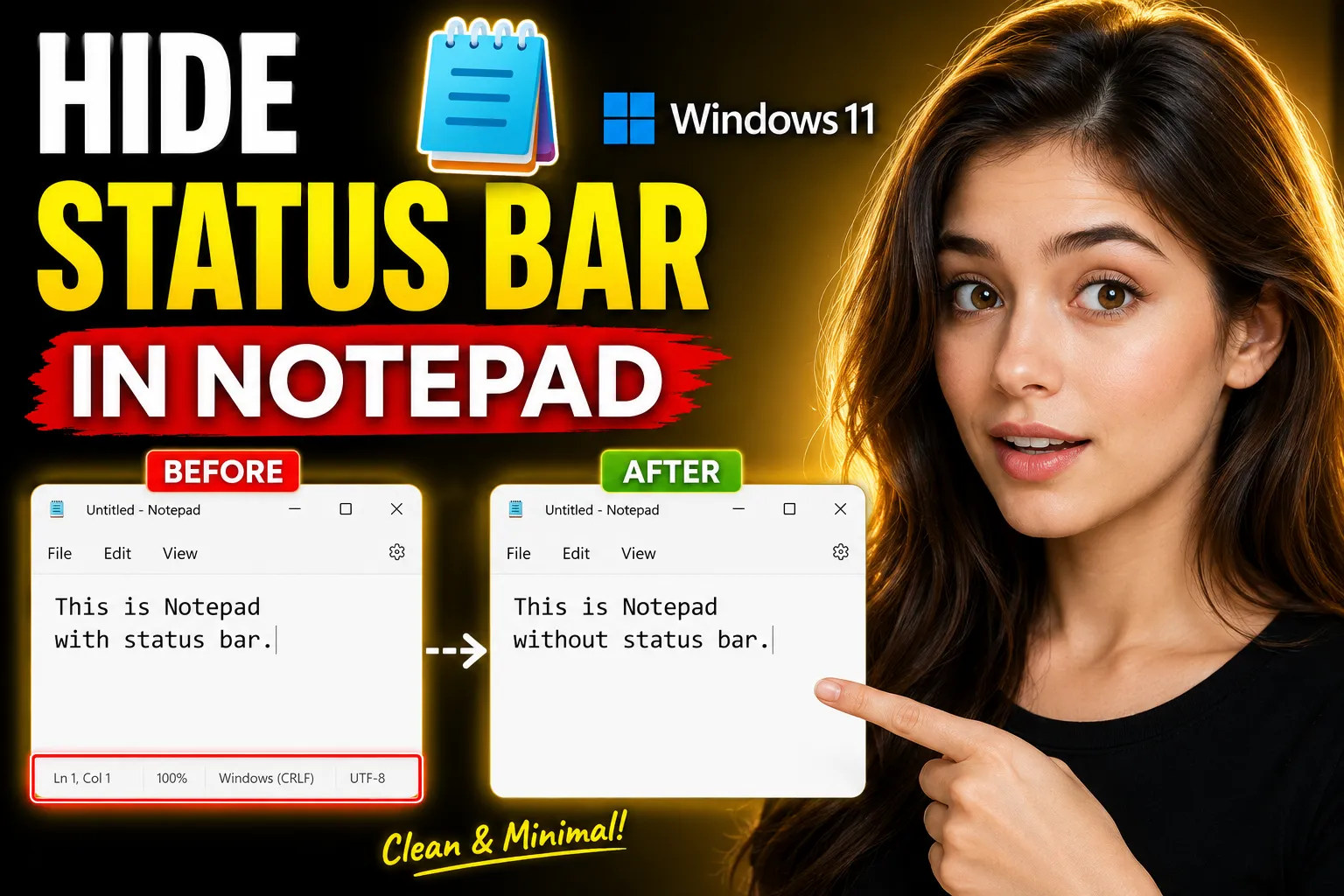 How to Hide the Status Bar in Notepad on Windows 11