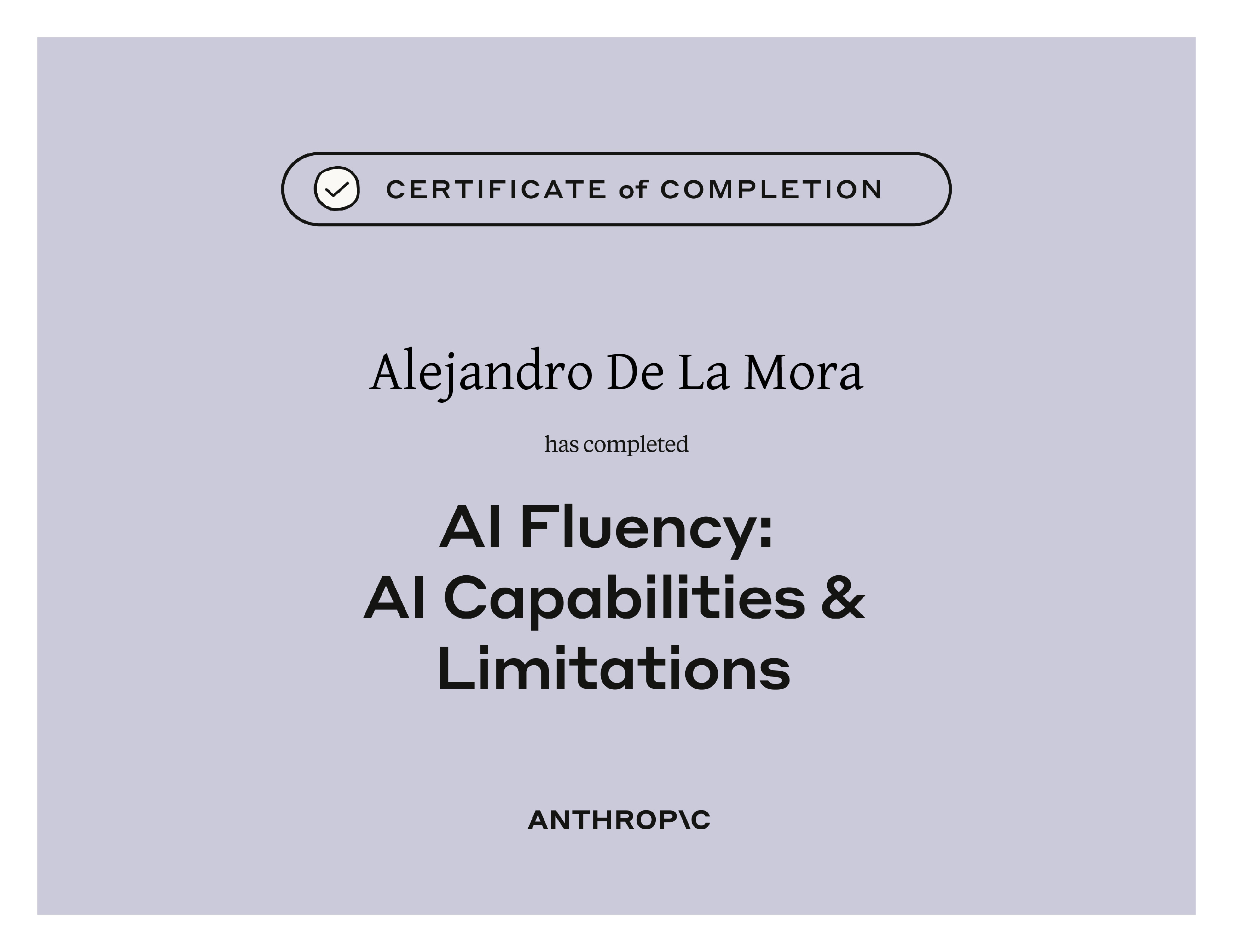 AI Fluency Capabilities and Limitations certificate