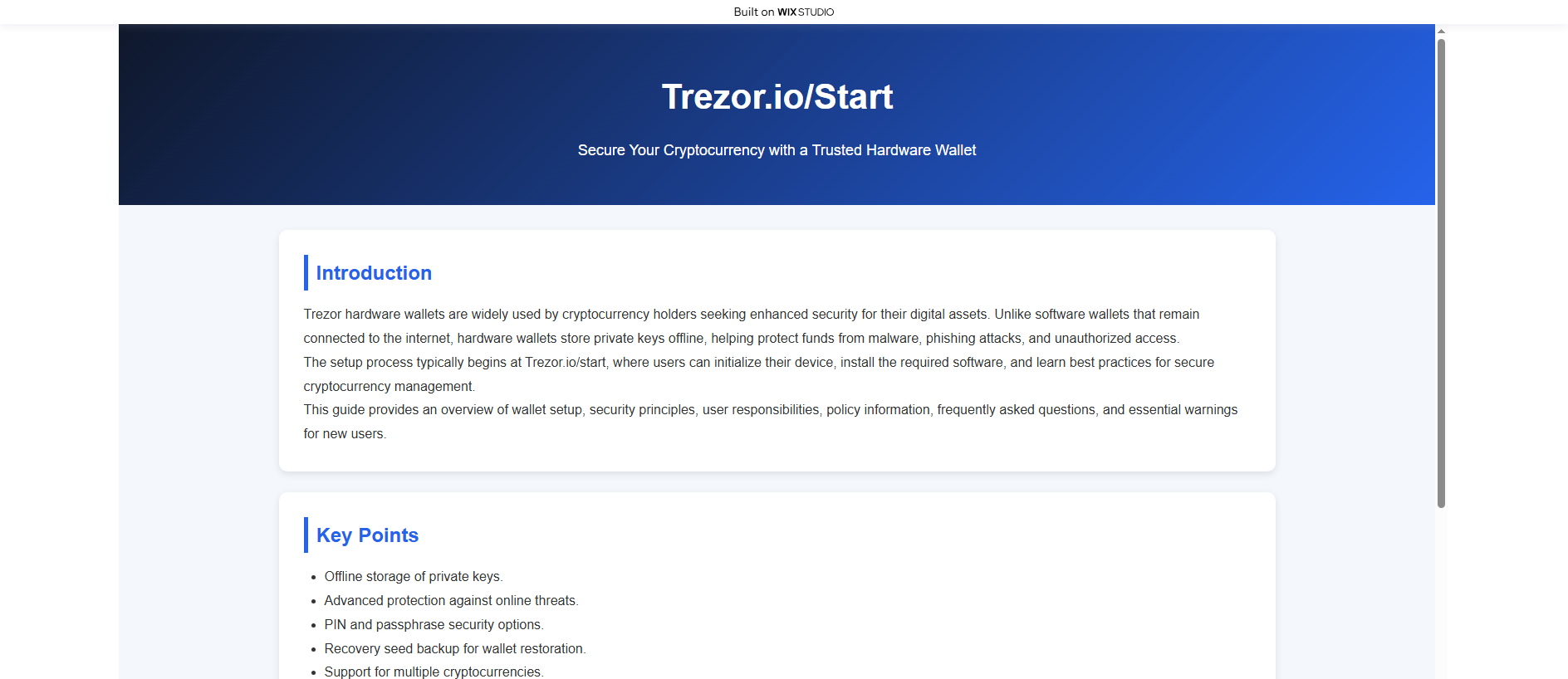 Stored capture of treser-started.wixstudio.com