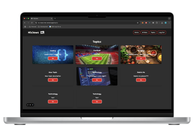Topics screen displayed on a MacBook Pro