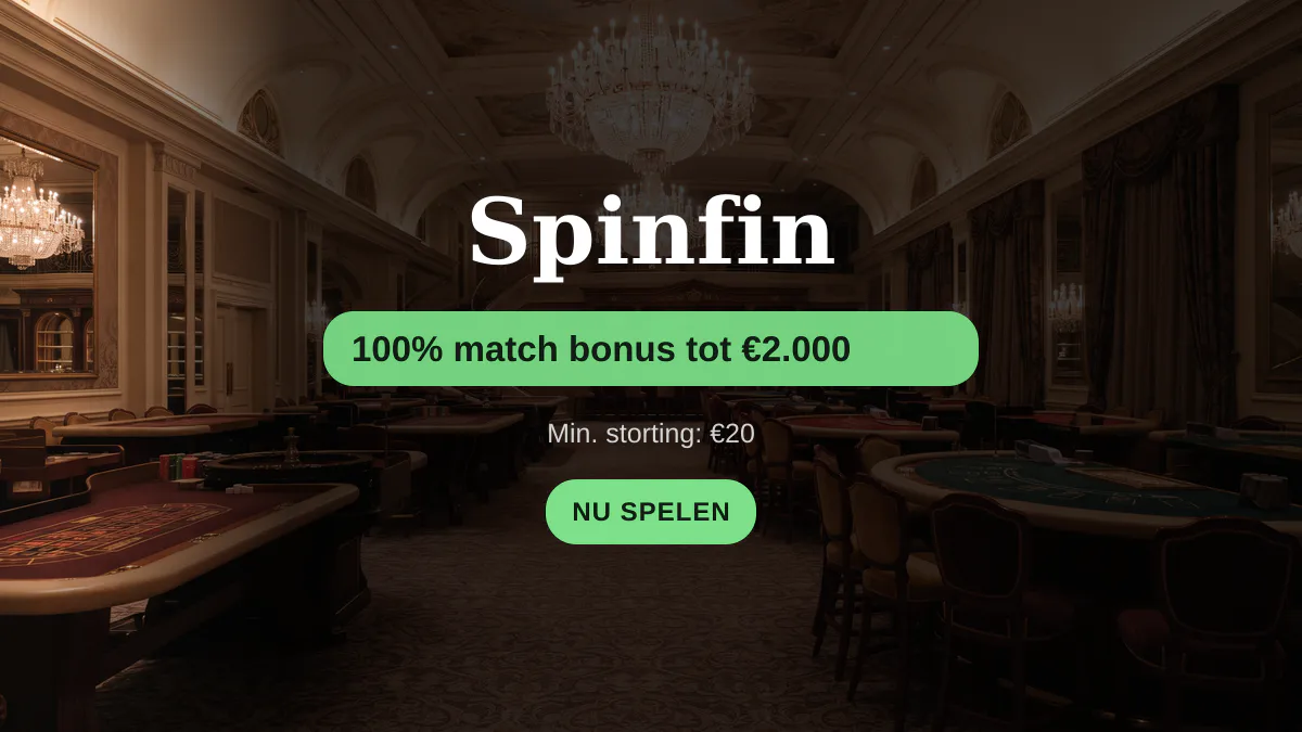 Spinfin casino — welkomstbonus 100% match bonus tot €2.000 + 150 FS, betalingen: Visa, Mastercard, Skrill, Neteller, Paysafecard