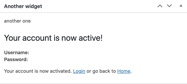 Admin widget output
