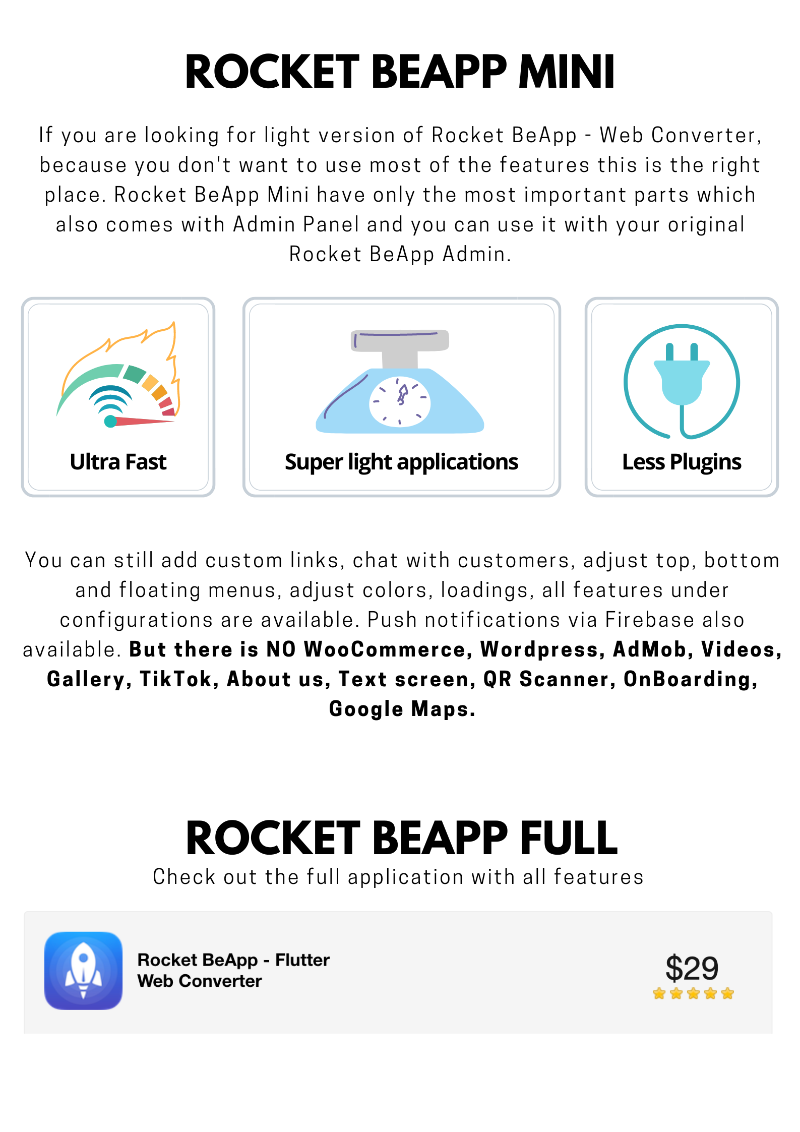 Rocket BeApp MINI - Flutter Web Converter