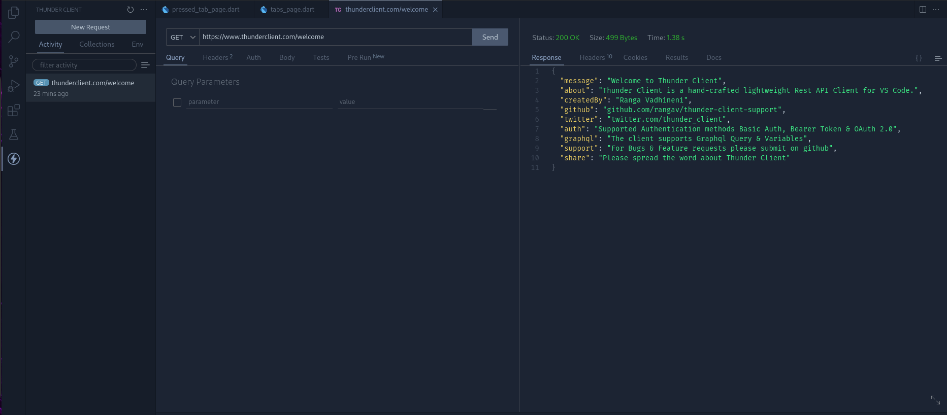 Print da tela com a resposta de alguma requisição