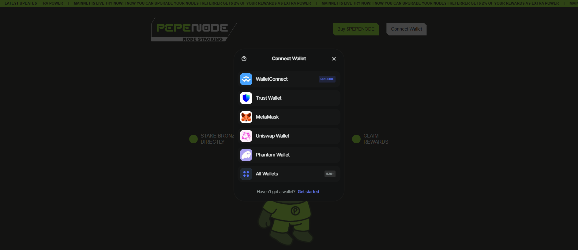 Screenshot of claim-pepenode.com