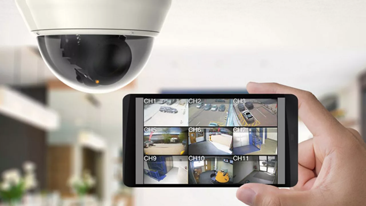 Live CCTV feed viewed on a mobile phone
