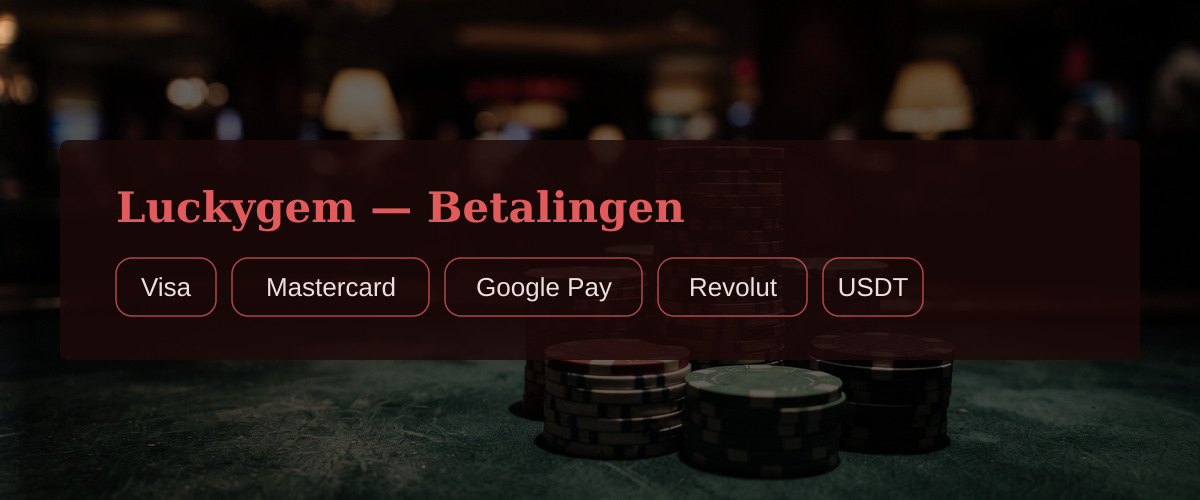 Luckygem � Betalingen: Visa, Mastercard, Google Pay, Revolut, USDT