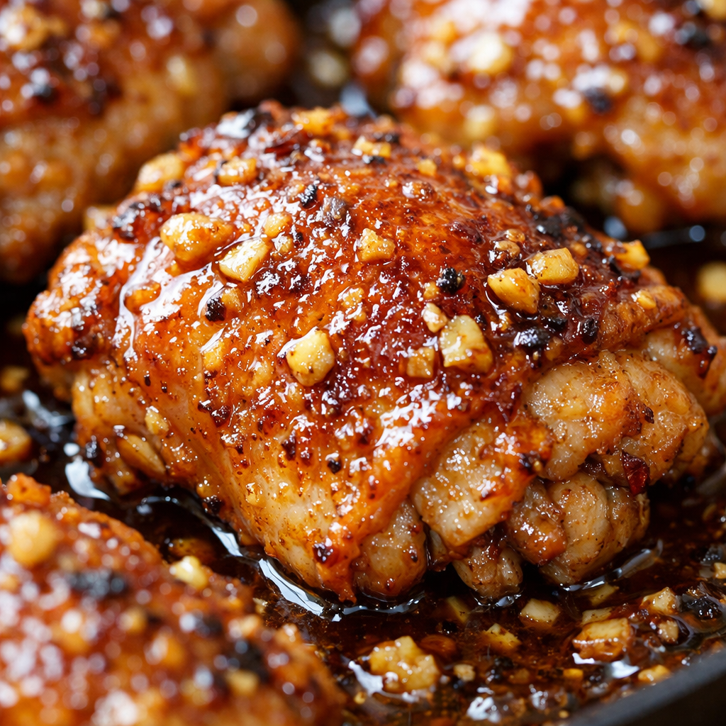 One Pan Honey Garlic Chicken Thighs cooking process