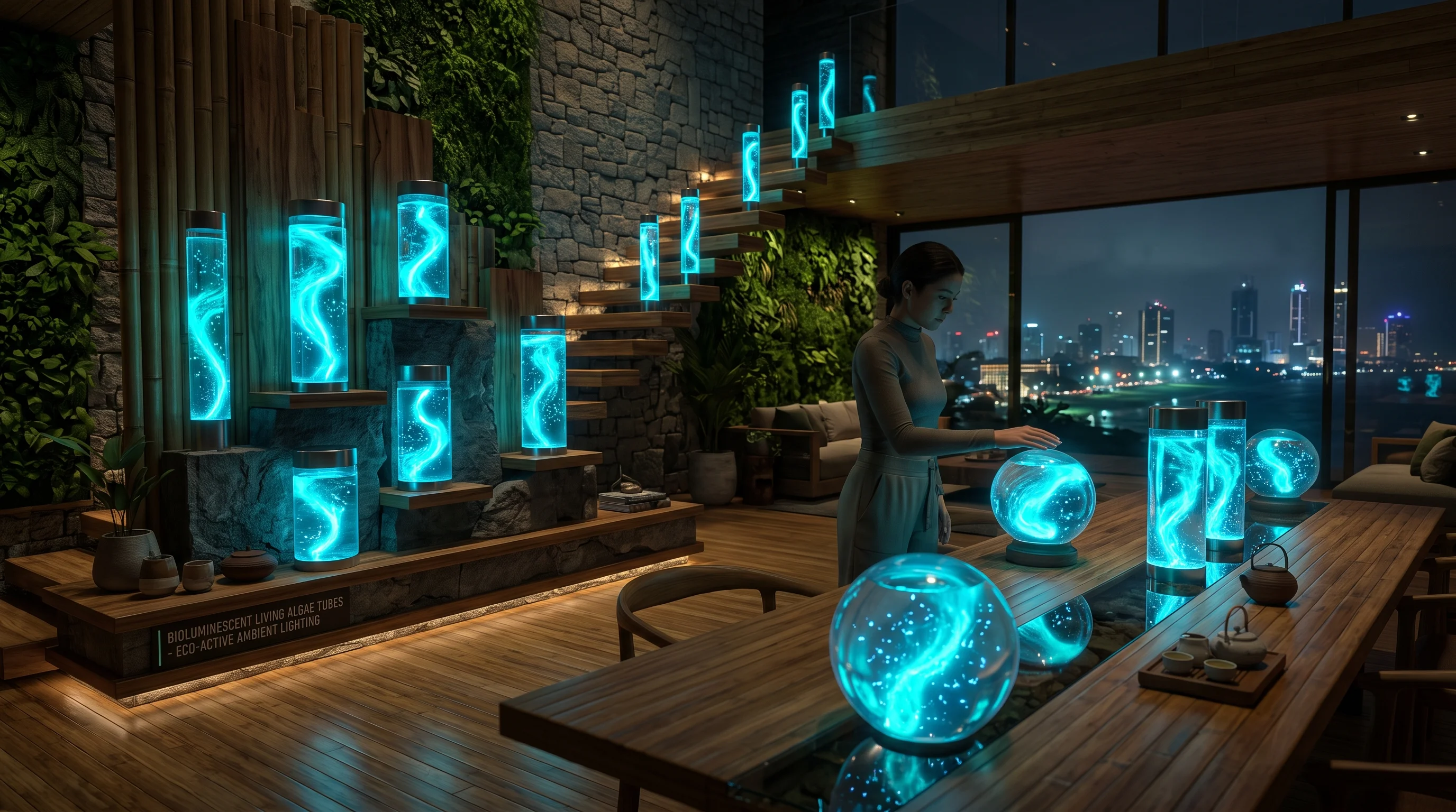 Bioluminescent Living Algae Tubes