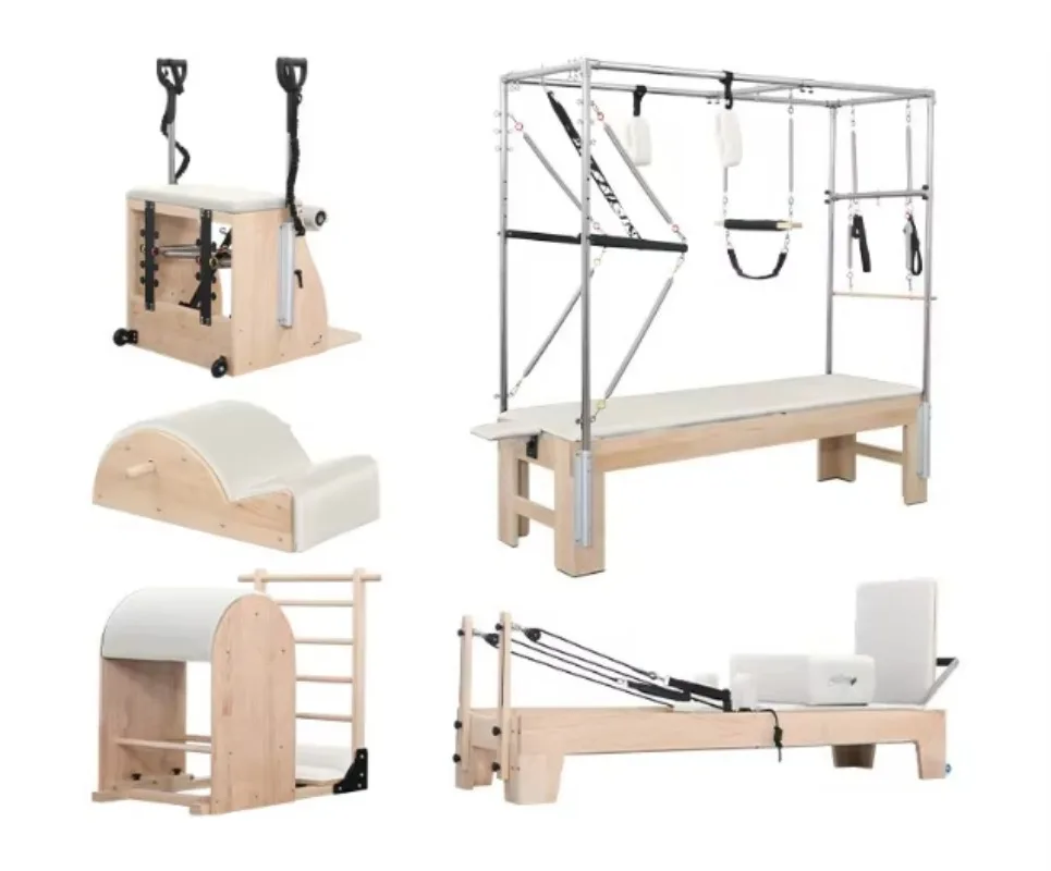 Wood Pilates Reformer Set Customizable Leather Colors Reformer Pilates Machine for Yoga Studio pilates 3-in-1