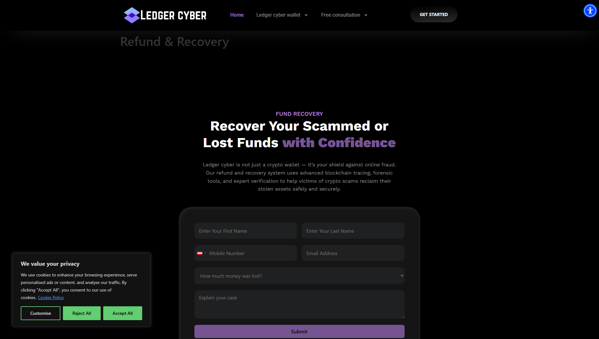 Screenshot of ledgercyber.net