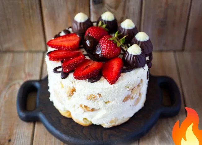 Постер Торт из профитролей со сметанным кремом