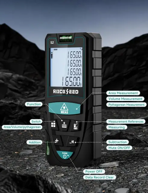 RockSeed 50M laser measure unit switching meters feet inches digital display