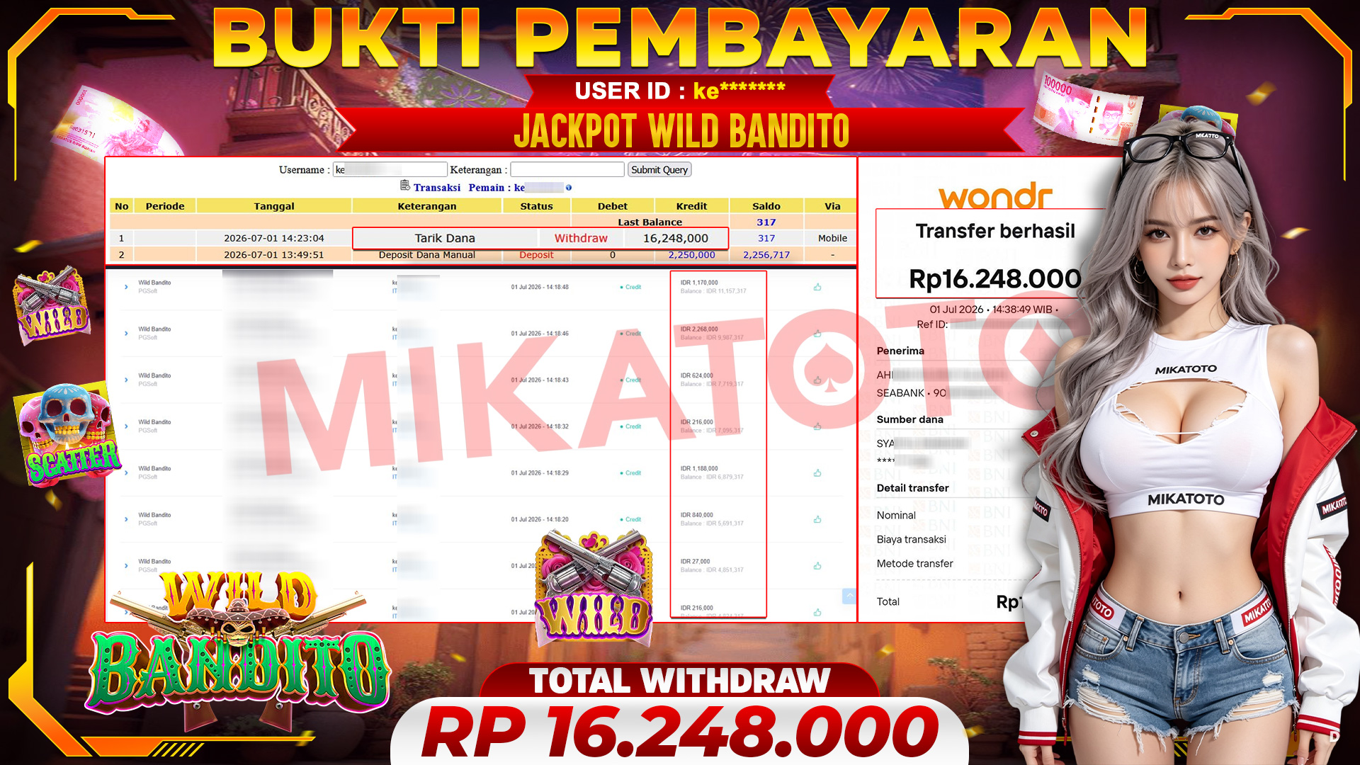 🏆 SELAMAT KEPADA PEMENANG JACKPOT DI Wild Bandito - PGSoft 16,248,000🏆