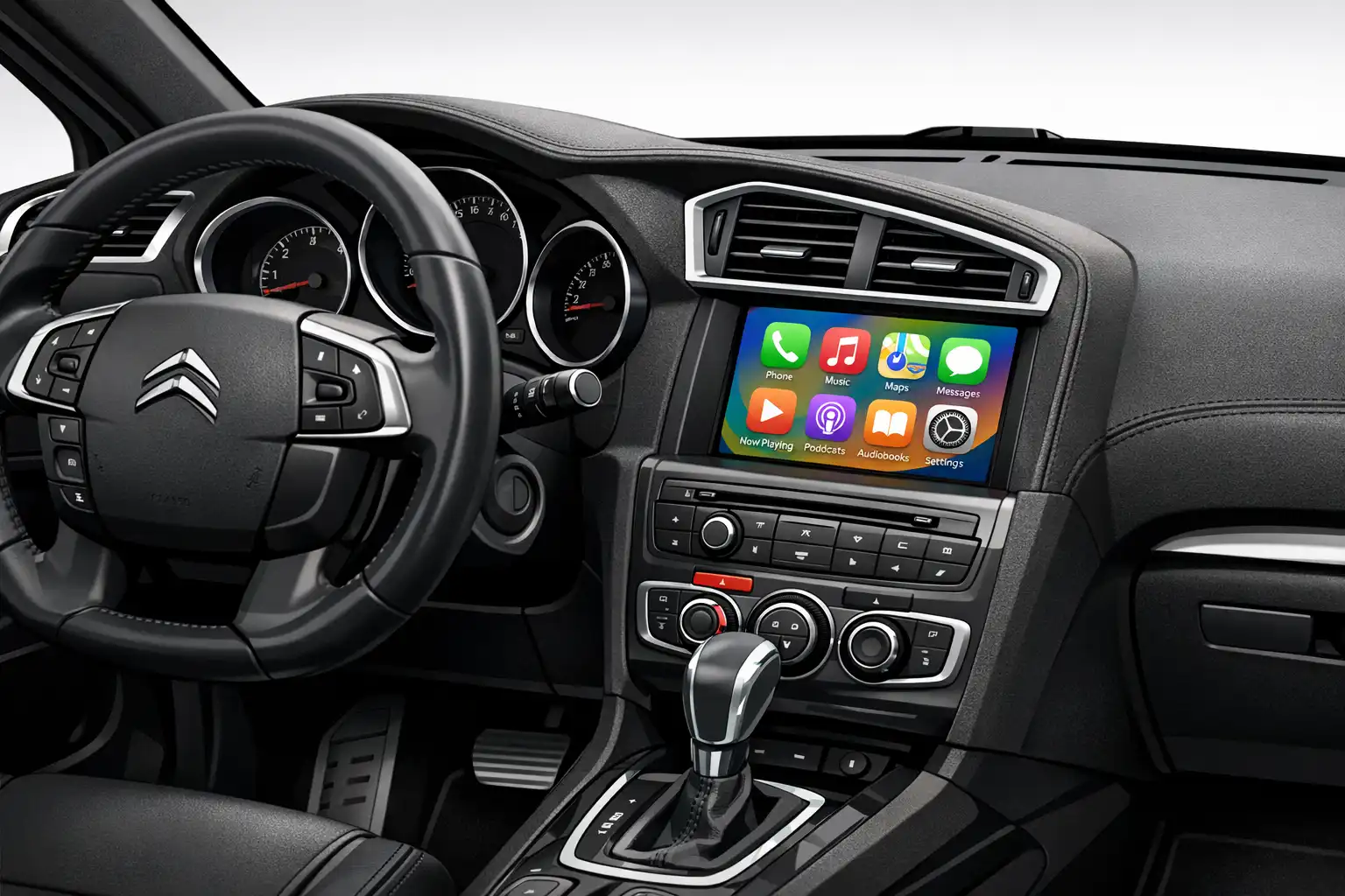 Intérieur Citroën DS4 2013 avec CarPlay installé sur l’écran d’origine