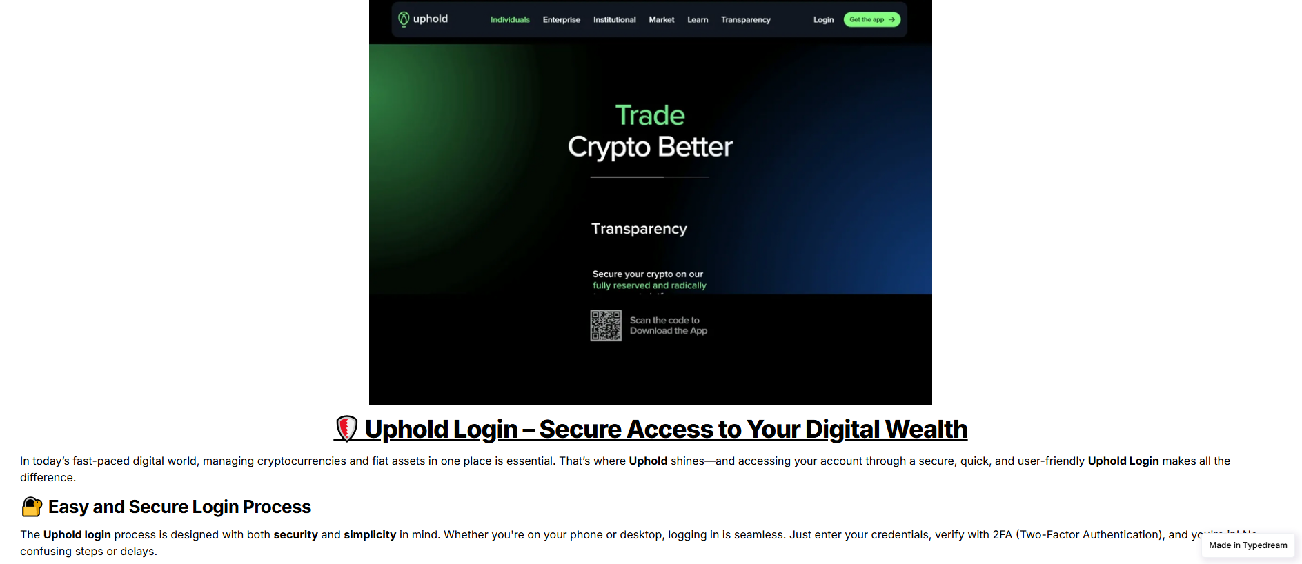 Stored capture of auth-uphold-x-cdn.typedream.app