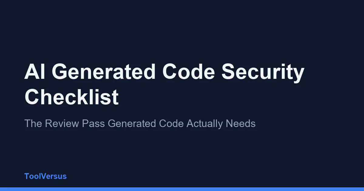 AI Generated Code Security Checklist