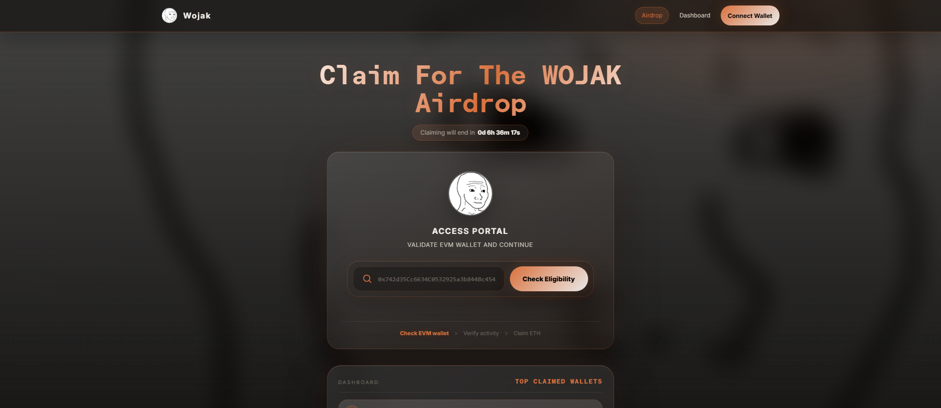 Stored capture of wojak.5a-evmcheck.lol