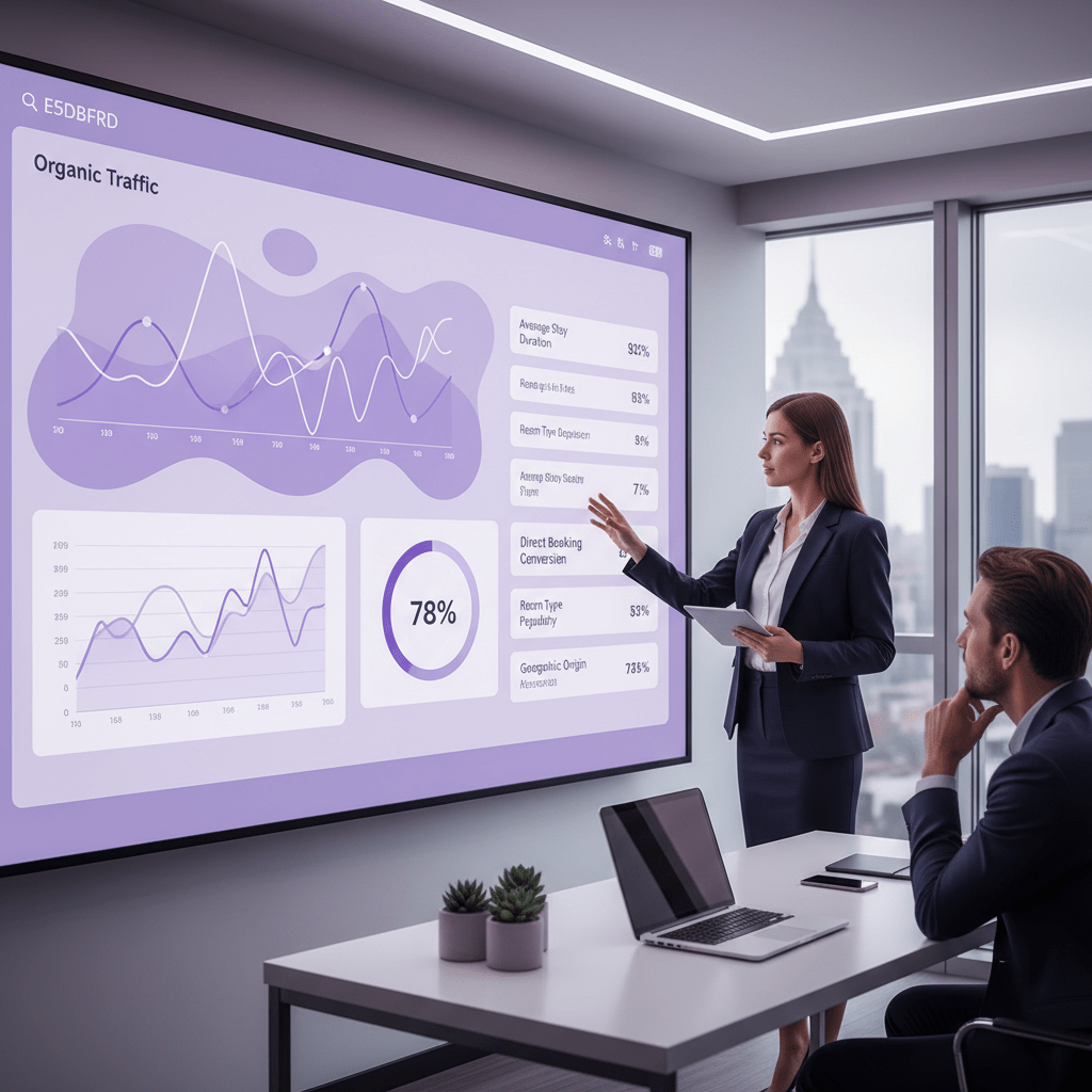 Content planning board with hotel website pages and booking funnel sketches