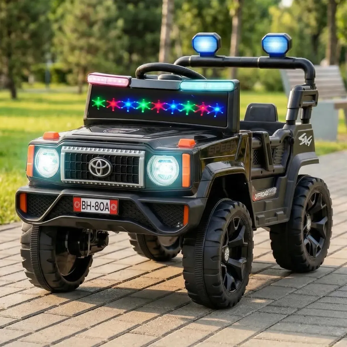 80 D Battery Operated Jeep for Kids with Parental Control | 4x4 Motor Baby Electric Ride On Toy Car with RGB Lights, Music & Swing Mode | Rechargeable Battery Car for Kids 1–6 Years photo 3