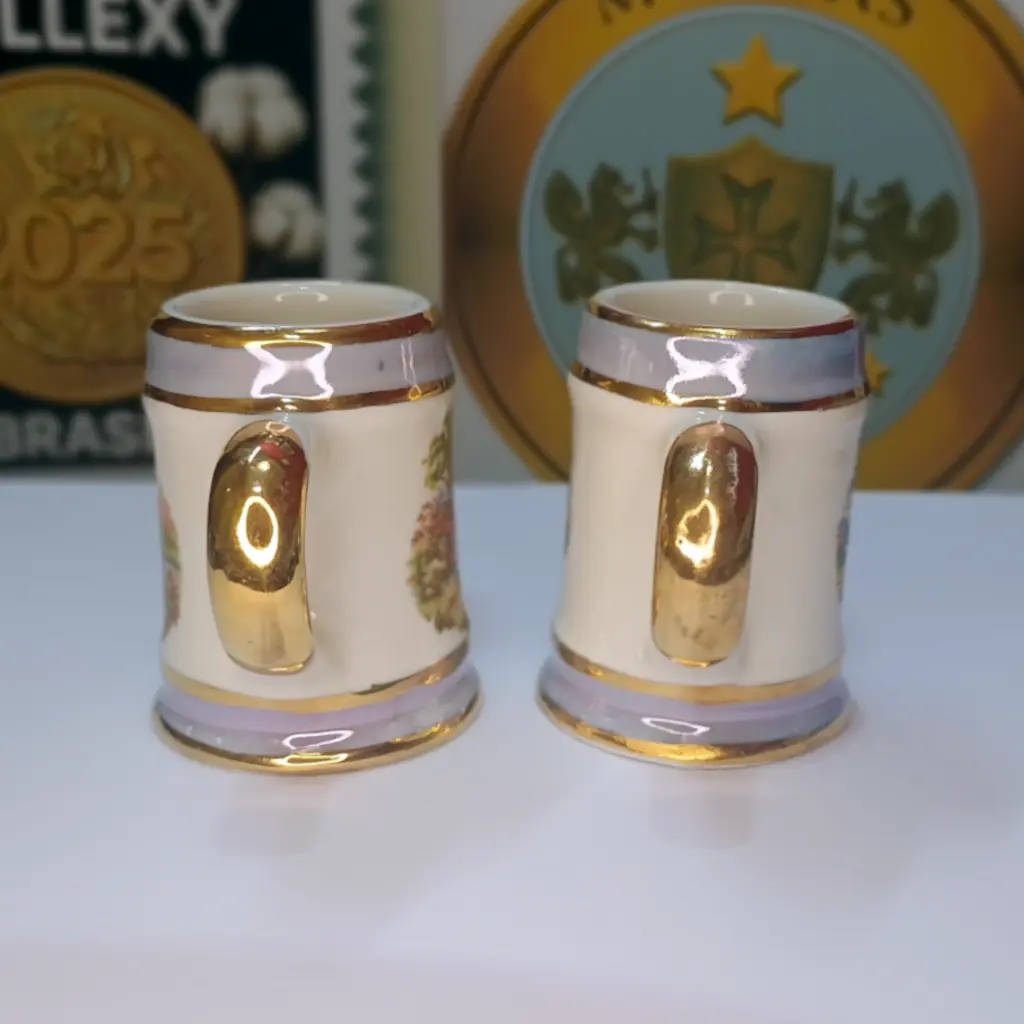 Par Mini Canecas Porcelana Condessa Blumenau SC Vintage Coleção Rara. - Foto 2