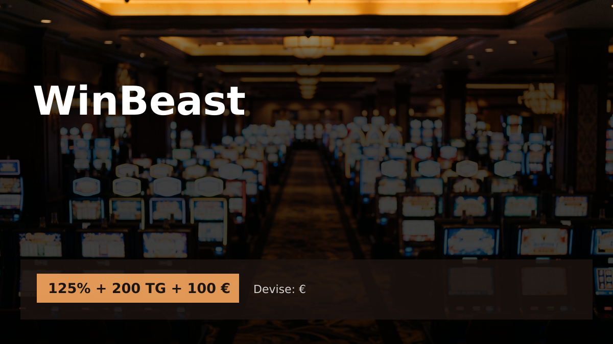 WinBeast casino — bonus de bienvenue 125% + 200 TG + 100 € + 300 FS, paiements: Visa, Mastercard, Paysafecard, iDEAL, Apple Pay