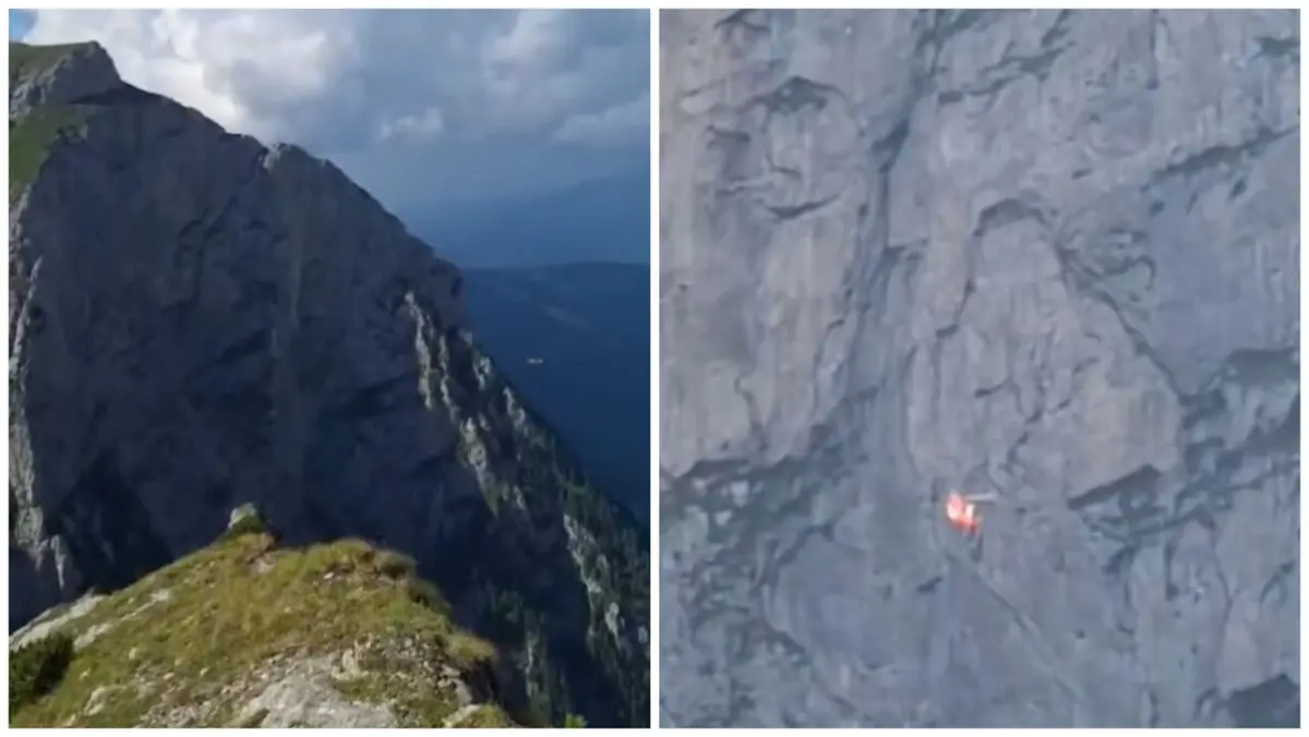 Operațiune de salvare în Bucegi: doi alpiniști blocați în peretele abrupt al Văii Albe, echipajele de intervenție luptă