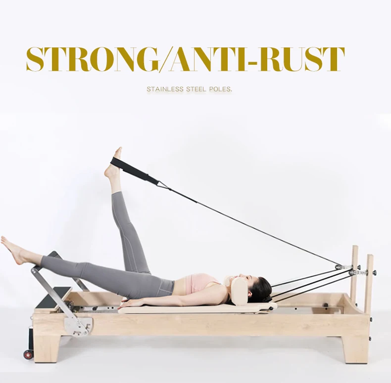 Maple Beech Oak Wood Folding Pilates Reformer Fitness Equipment Set view 5