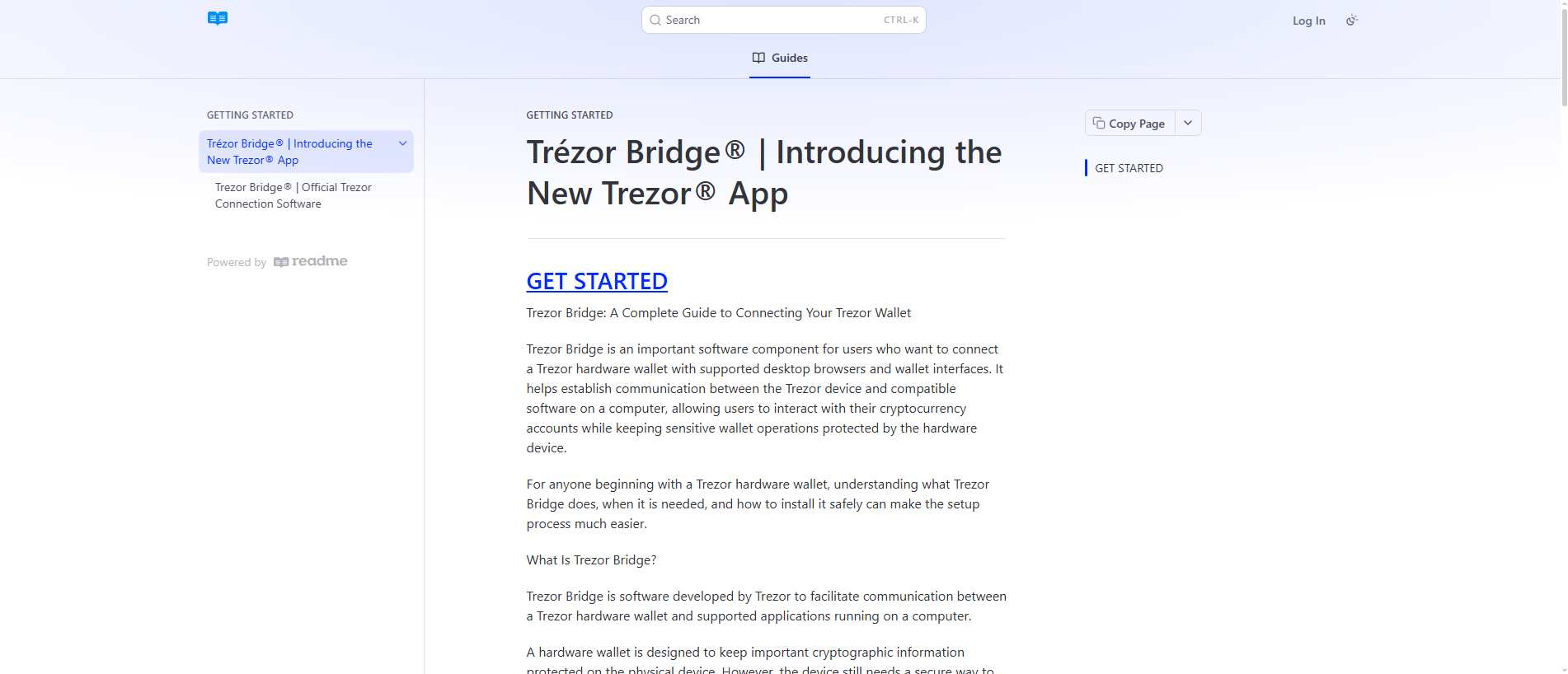 Stored capture of bridge-trezor.readme.io
