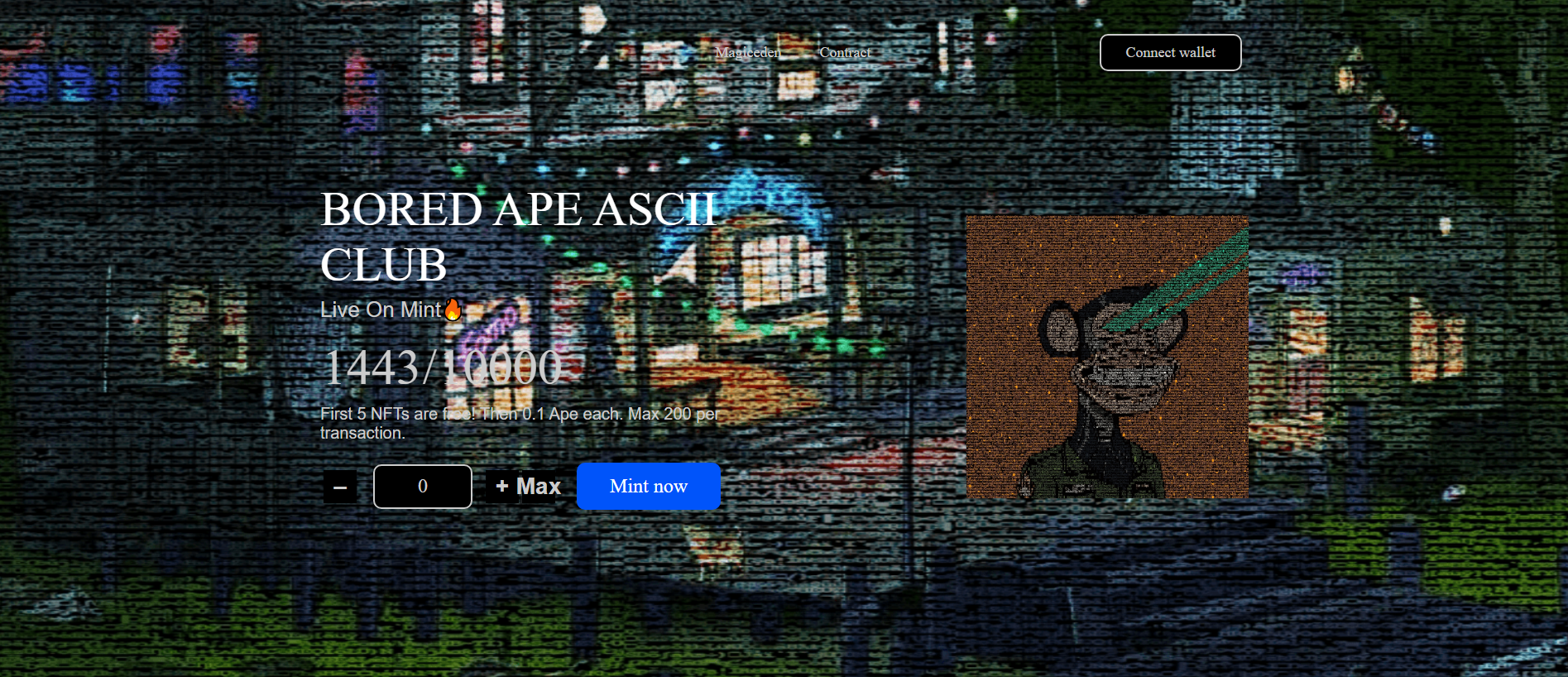Stored capture of boredapeasciiclub.pages.dev