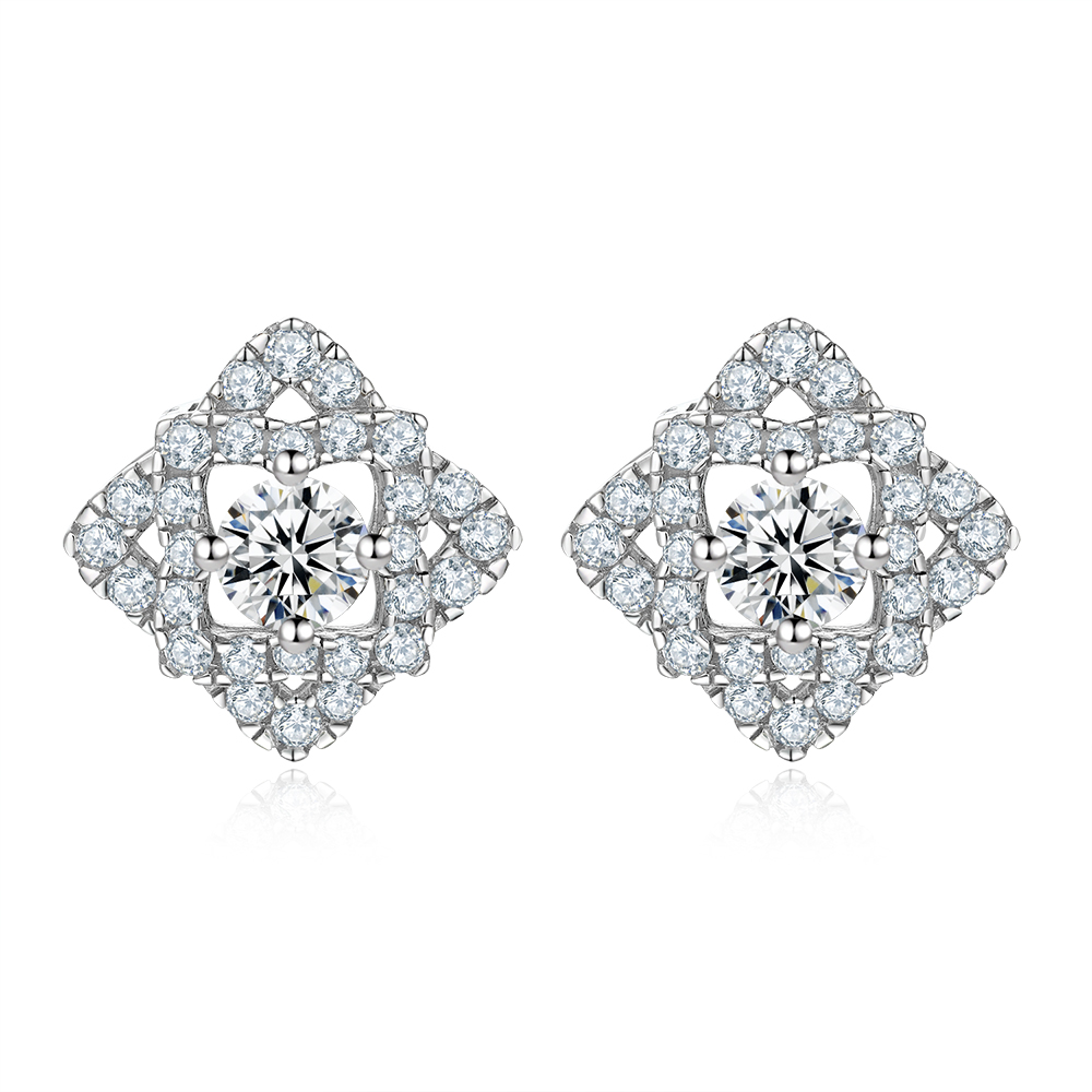 Round Bezel Drop Earrings