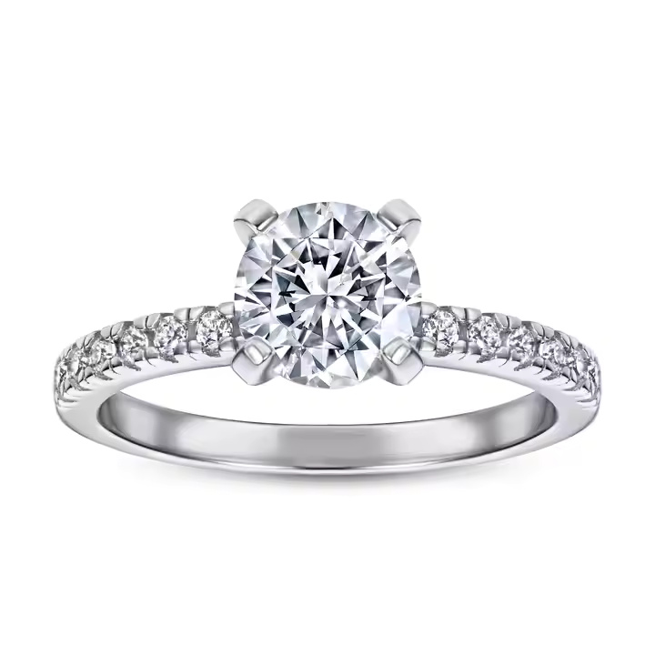 Classic Round Solitaire Pavé Ring