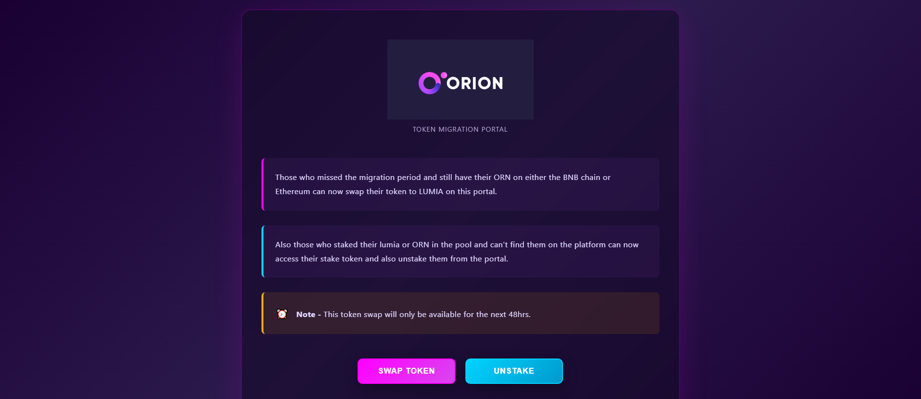 Screenshot of orion-migration.web.app