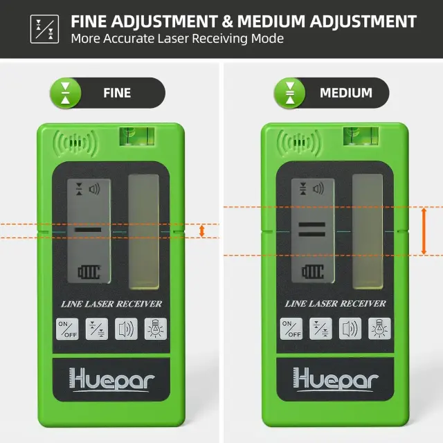 Huepar LR-5RG laser receiver green beam detector front view